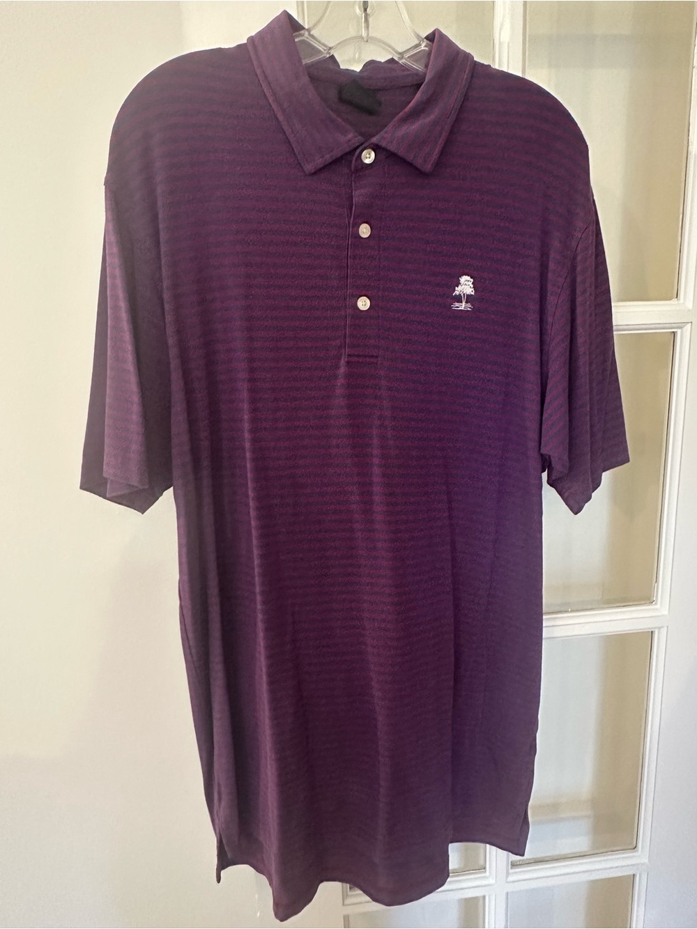 Men's Purple Striped Polo Shirt - Embroidered Logo